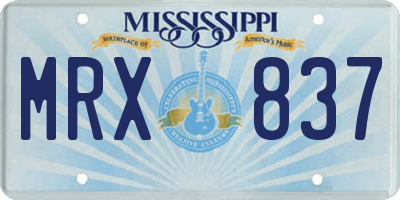 MS license plate MRX837