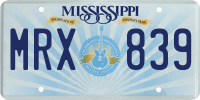 MS license plate MRX839