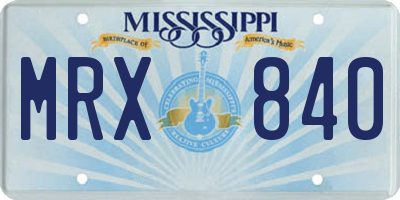 MS license plate MRX840