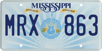 MS license plate MRX863