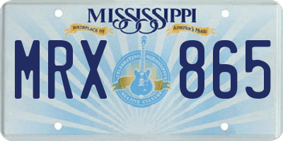 MS license plate MRX865