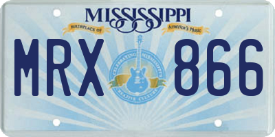 MS license plate MRX866