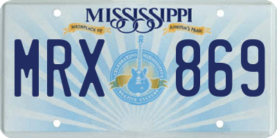 MS license plate MRX869