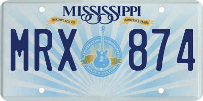 MS license plate MRX874