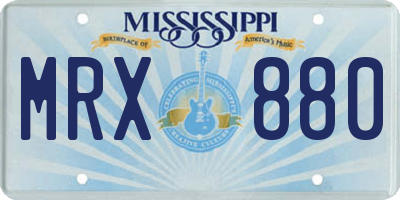 MS license plate MRX880