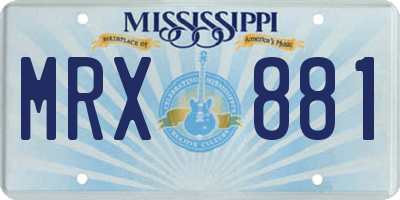 MS license plate MRX881