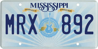MS license plate MRX892