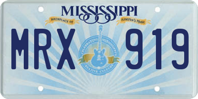 MS license plate MRX919
