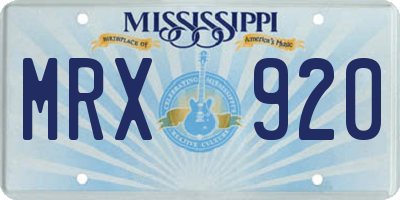 MS license plate MRX920