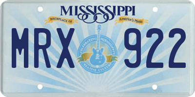 MS license plate MRX922
