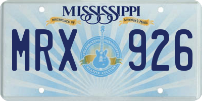 MS license plate MRX926