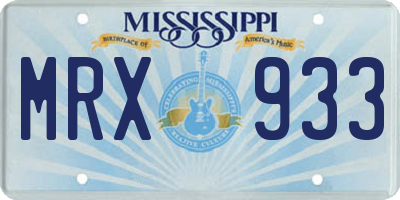 MS license plate MRX933