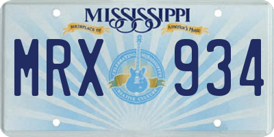 MS license plate MRX934