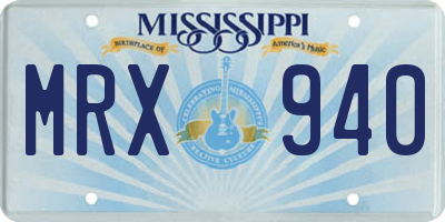 MS license plate MRX940