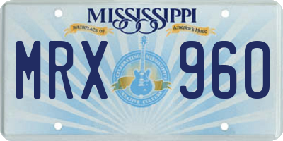 MS license plate MRX960