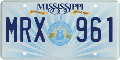 MS license plate MRX961