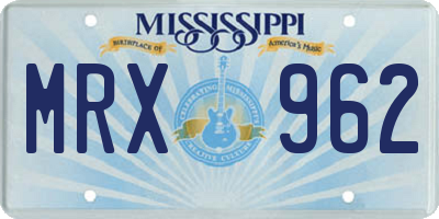 MS license plate MRX962