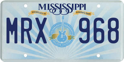 MS license plate MRX968