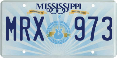 MS license plate MRX973