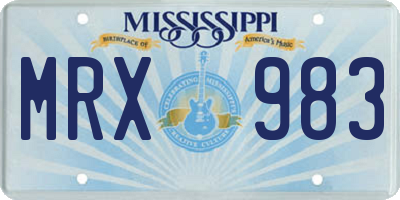 MS license plate MRX983