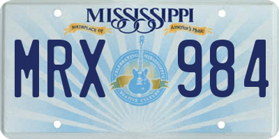 MS license plate MRX984
