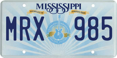 MS license plate MRX985