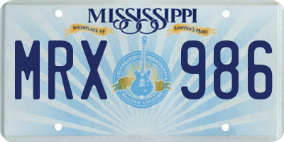 MS license plate MRX986