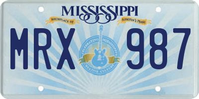 MS license plate MRX987