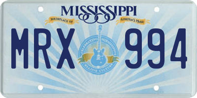MS license plate MRX994
