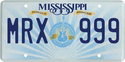 MS license plate MRX999