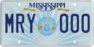 MS license plate MRY000