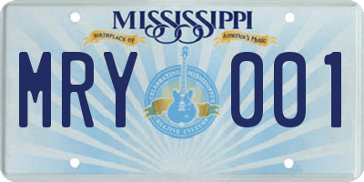 MS license plate MRY001