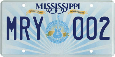 MS license plate MRY002