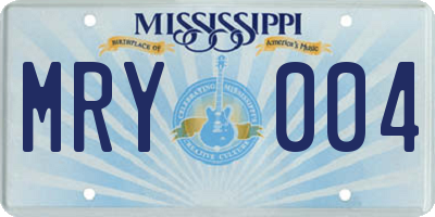 MS license plate MRY004