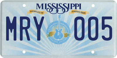 MS license plate MRY005