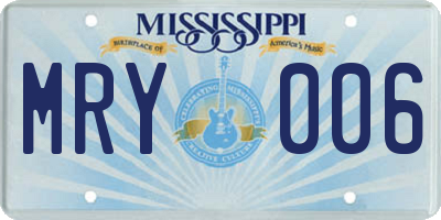 MS license plate MRY006