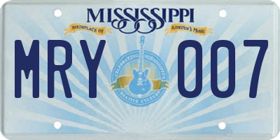 MS license plate MRY007