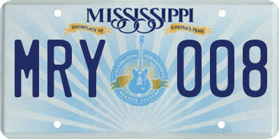 MS license plate MRY008