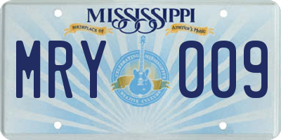 MS license plate MRY009
