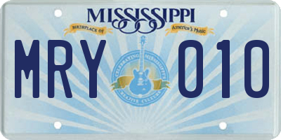 MS license plate MRY010