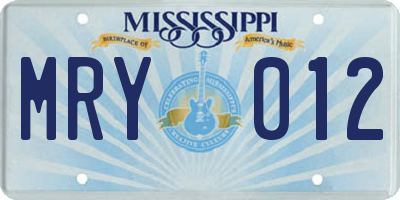 MS license plate MRY012