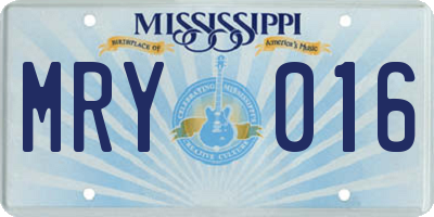 MS license plate MRY016