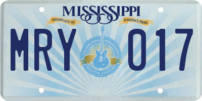 MS license plate MRY017