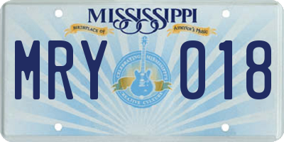 MS license plate MRY018