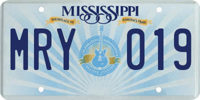 MS license plate MRY019
