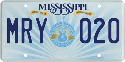 MS license plate MRY020