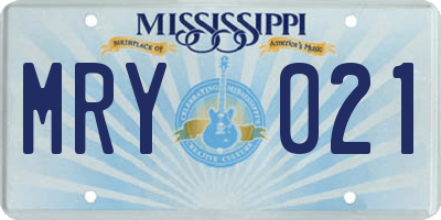 MS license plate MRY021