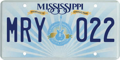 MS license plate MRY022