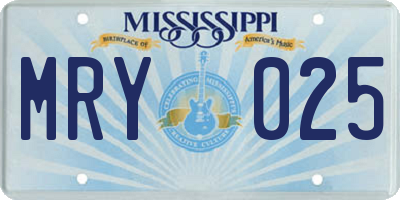 MS license plate MRY025