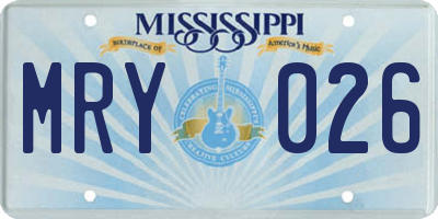 MS license plate MRY026